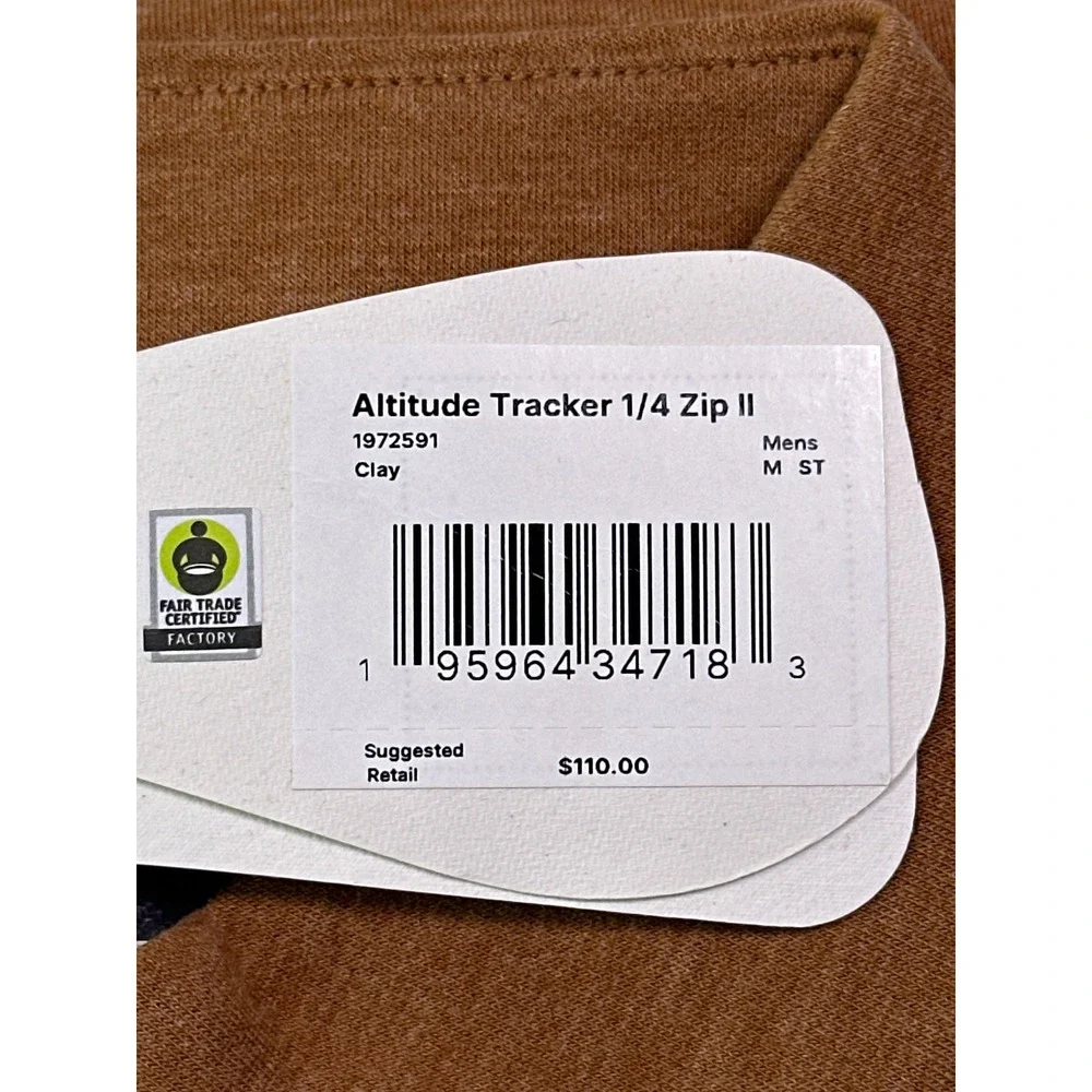 Prana Altitude Tracker 1/4 Zip II Mens Clay Orange Pullover 1972591 M NEW